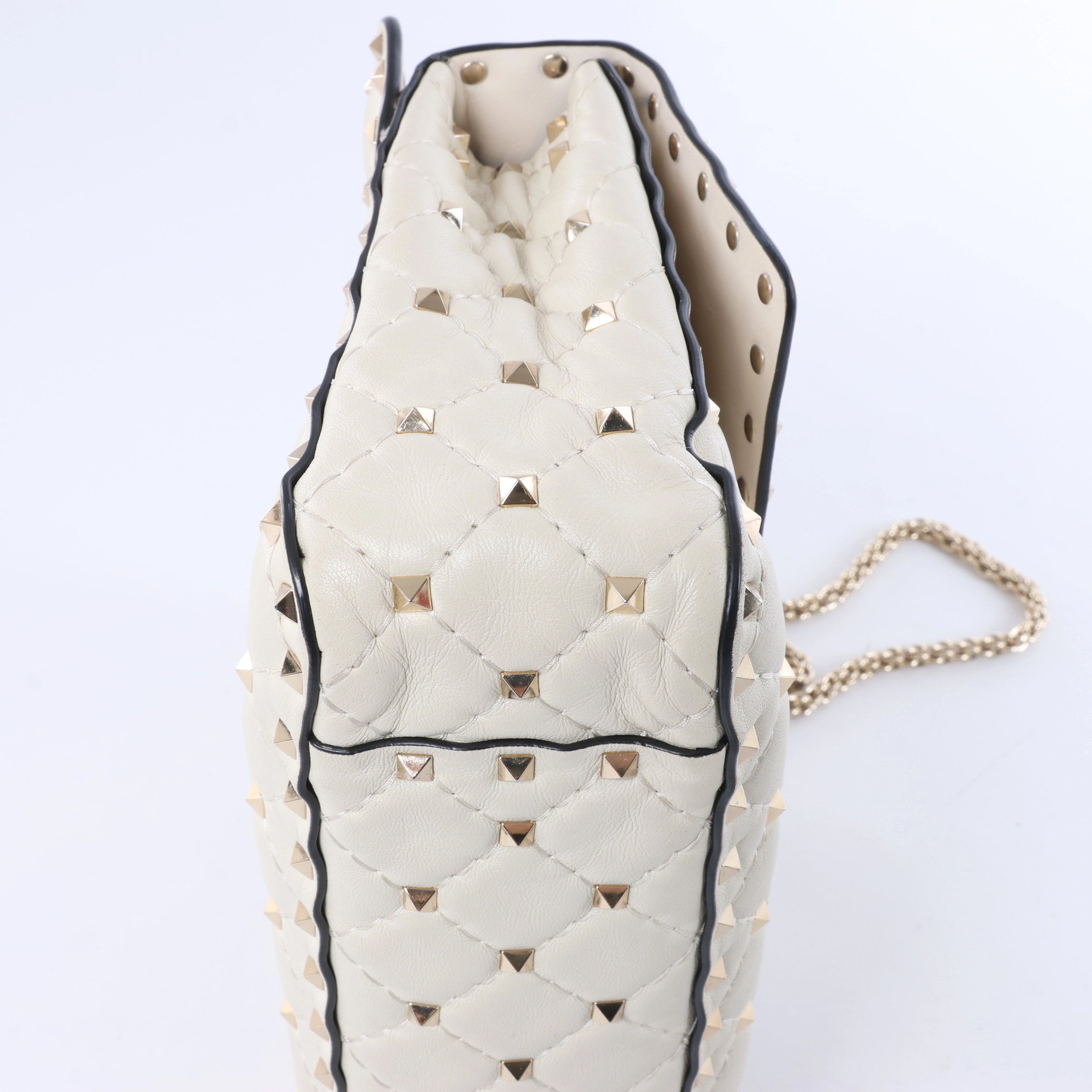 Valentino Garavani Rockstud Leather 2Way Shoulder Bag in White