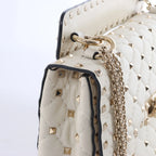 Valentino Garavani Rockstud Leather 2Way Shoulder Bag in White