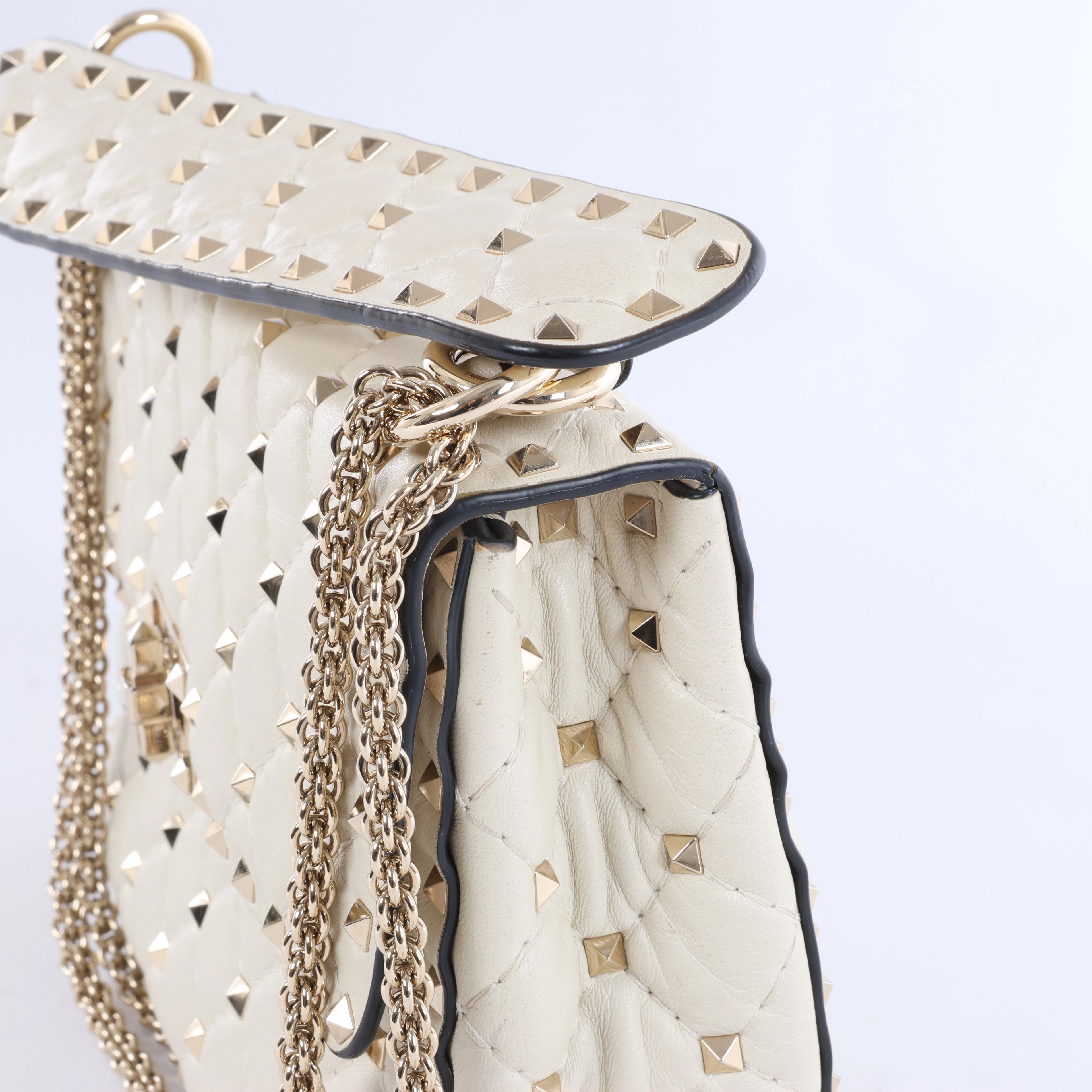 Valentino Garavani Rockstud Leather 2Way Shoulder Bag in White