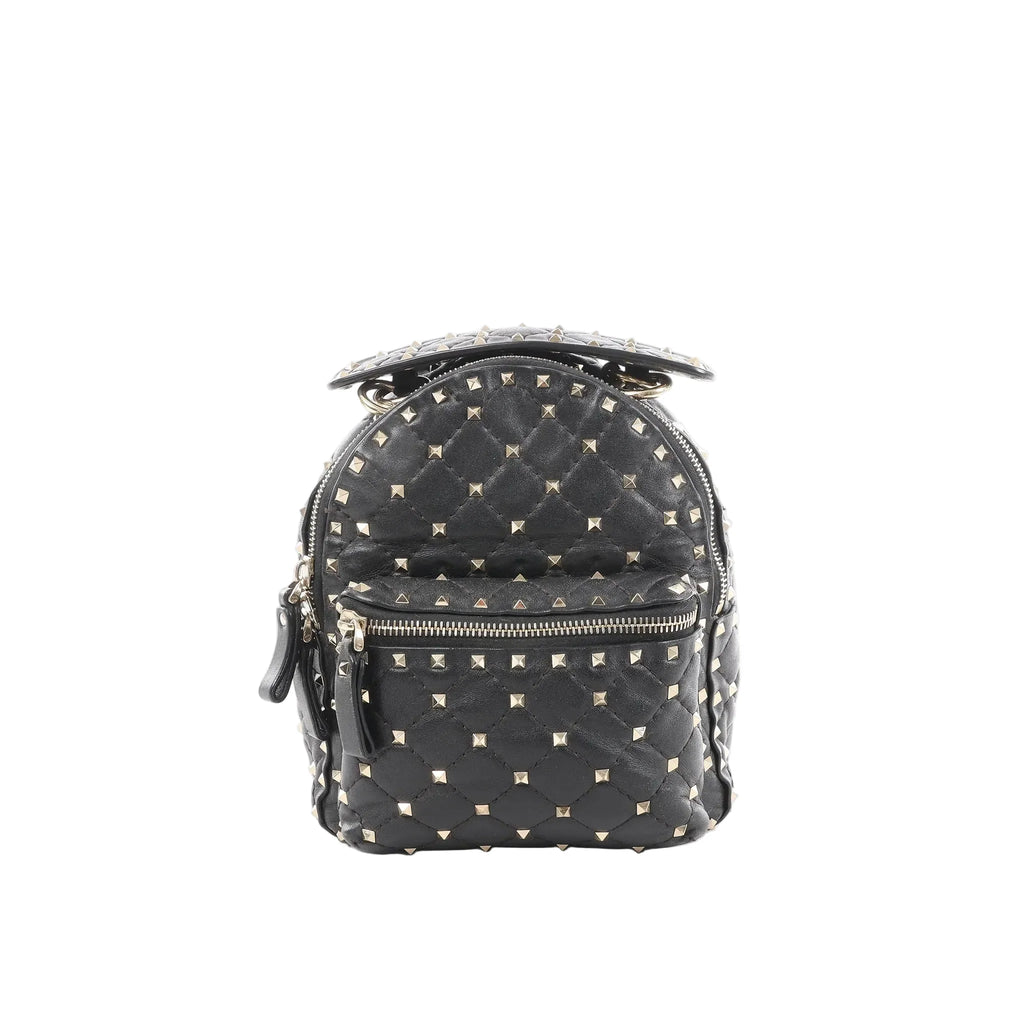 black mini spike backpack Demonia Velvet Spiked Demonia Cult a commuter Rockstud leather backpack Valentino Garavani