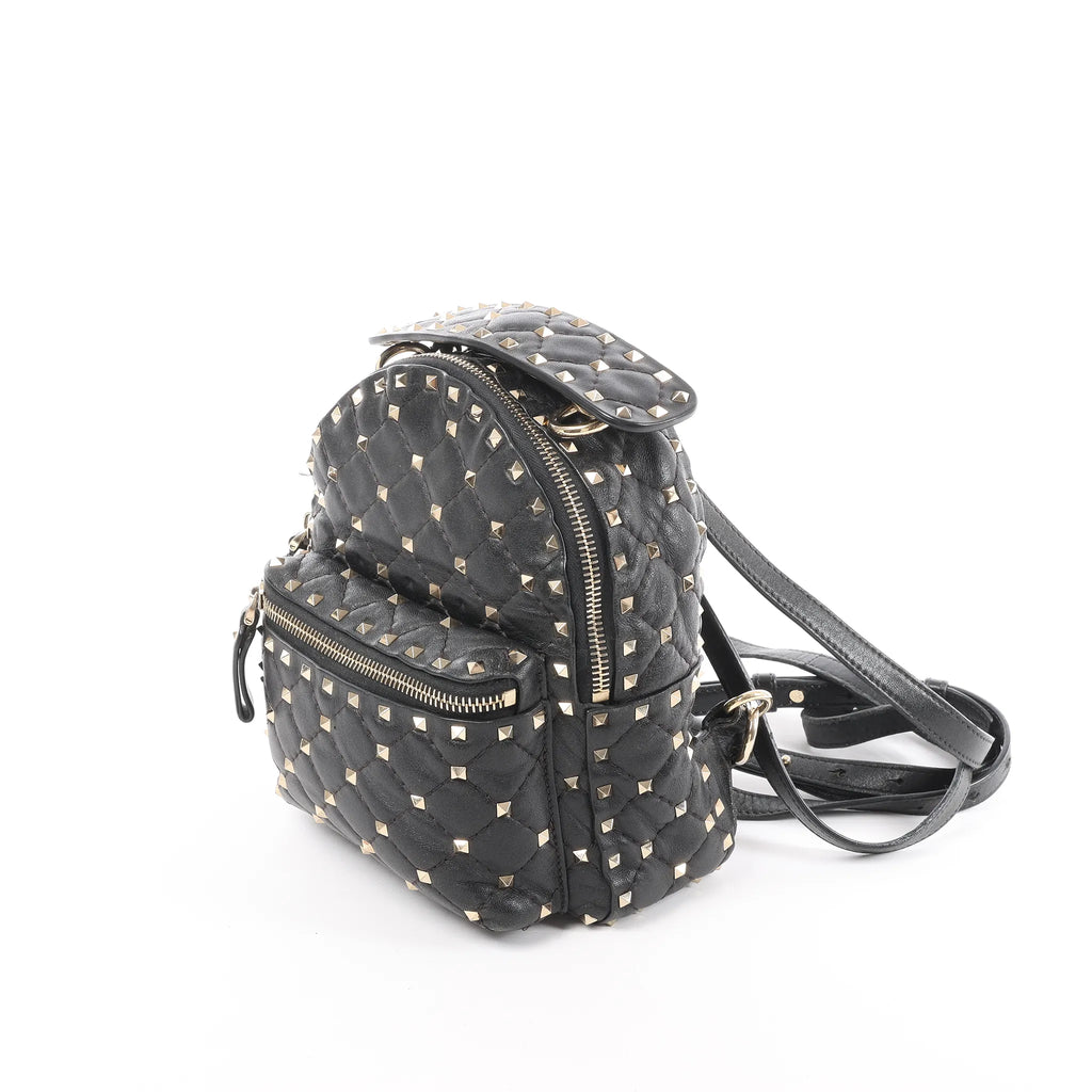 Valentino Garavani Rockstuds Spike Leather 2Way Backpack in Black