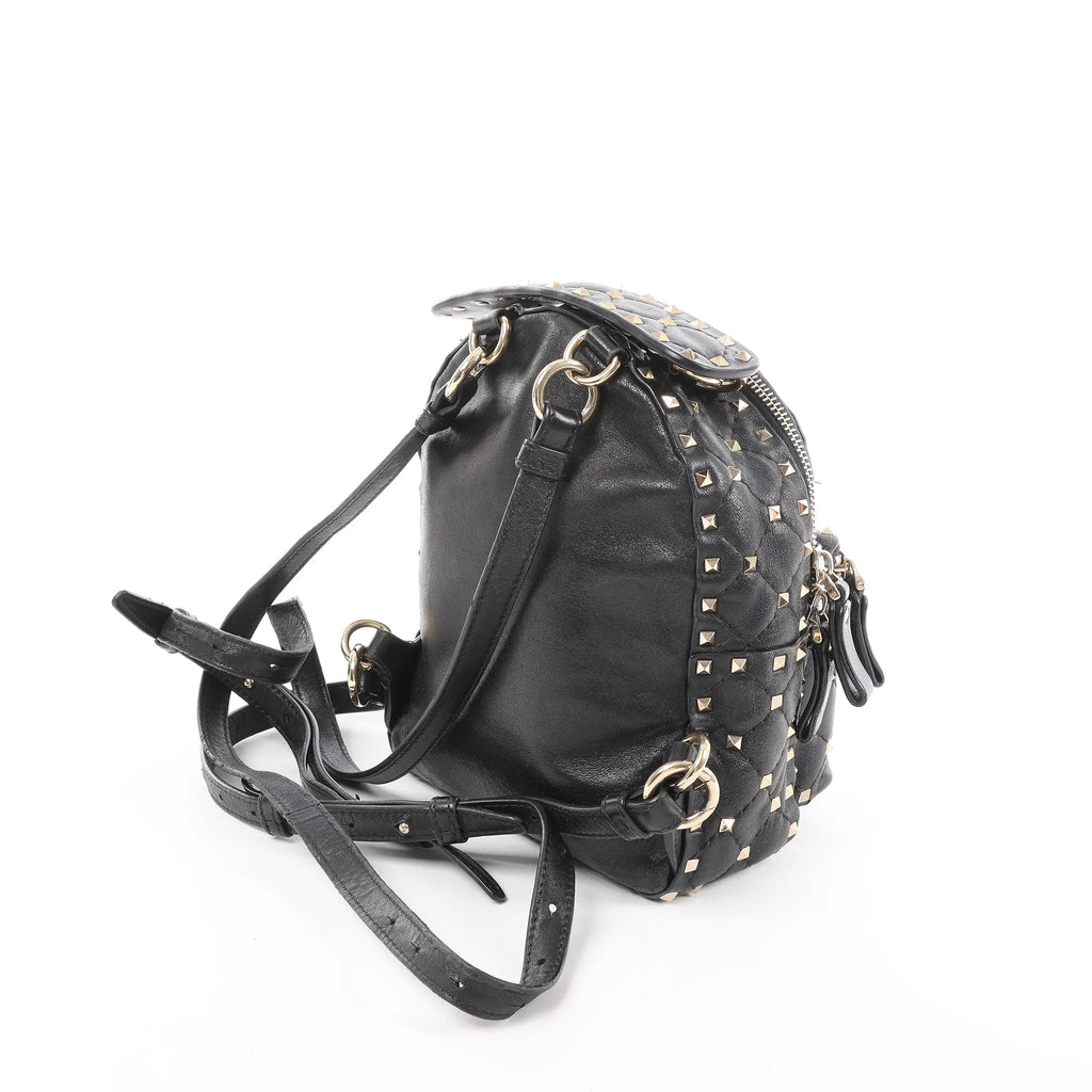 Valentino Garavani Rockstuds Spike Leather 2Way Backpack in Black