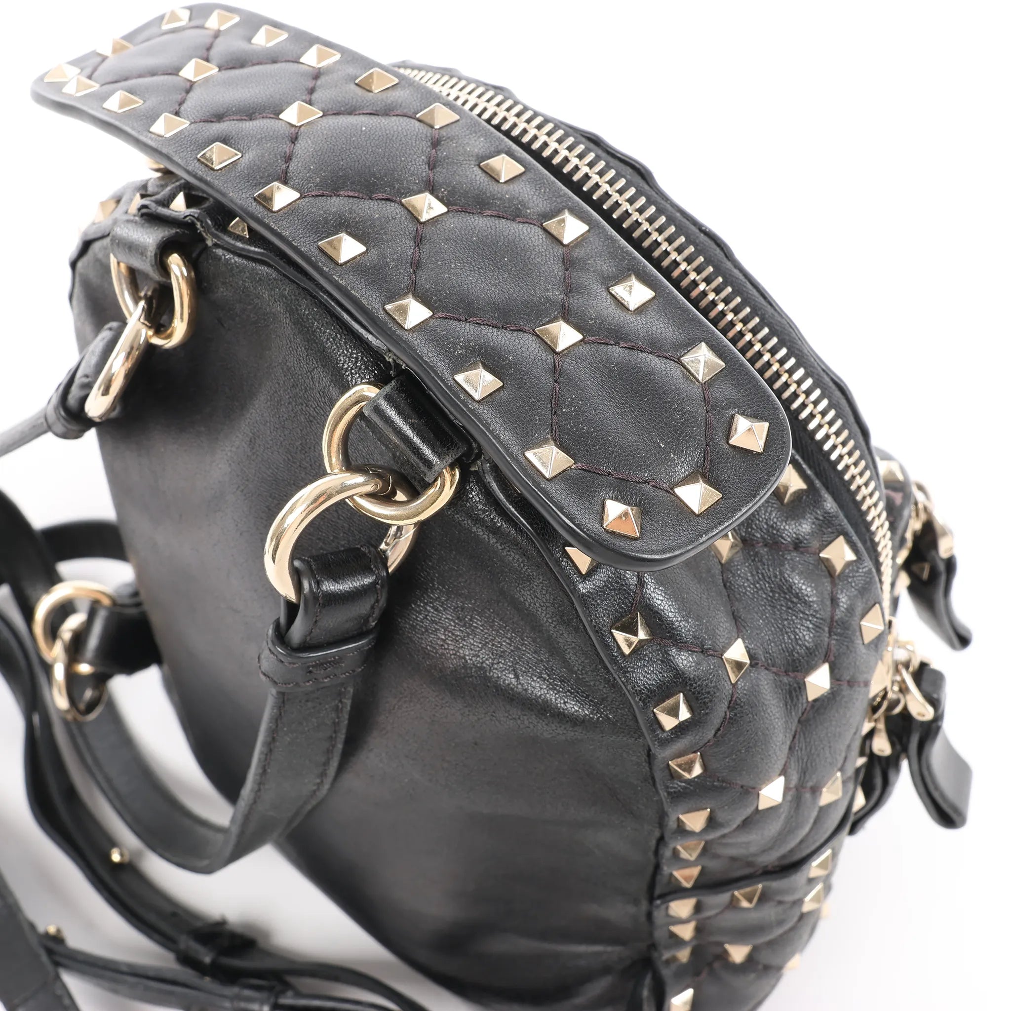 Valentino Garavani Rockstuds Spike Leather 2Way Backpack in Black