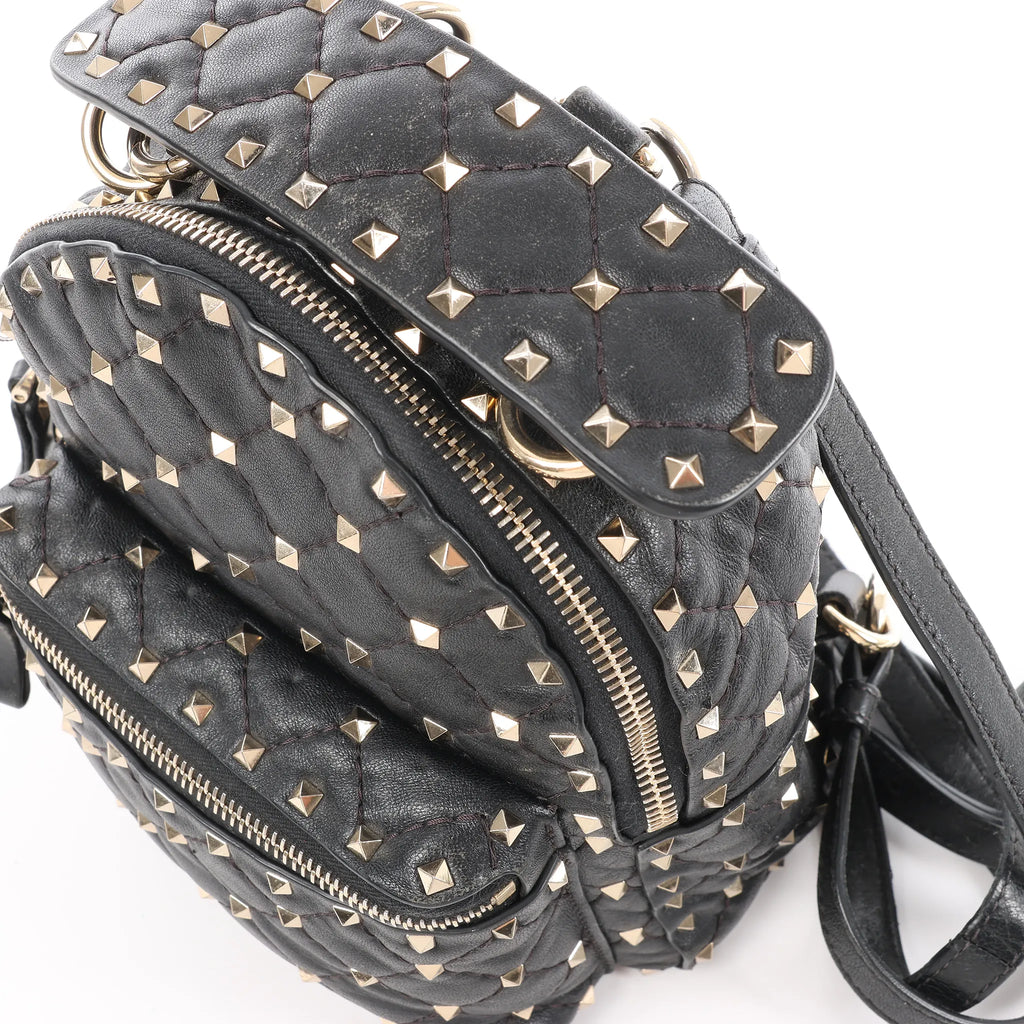 Valentino Garavani Rockstuds Spike Leather 2Way Backpack in Black