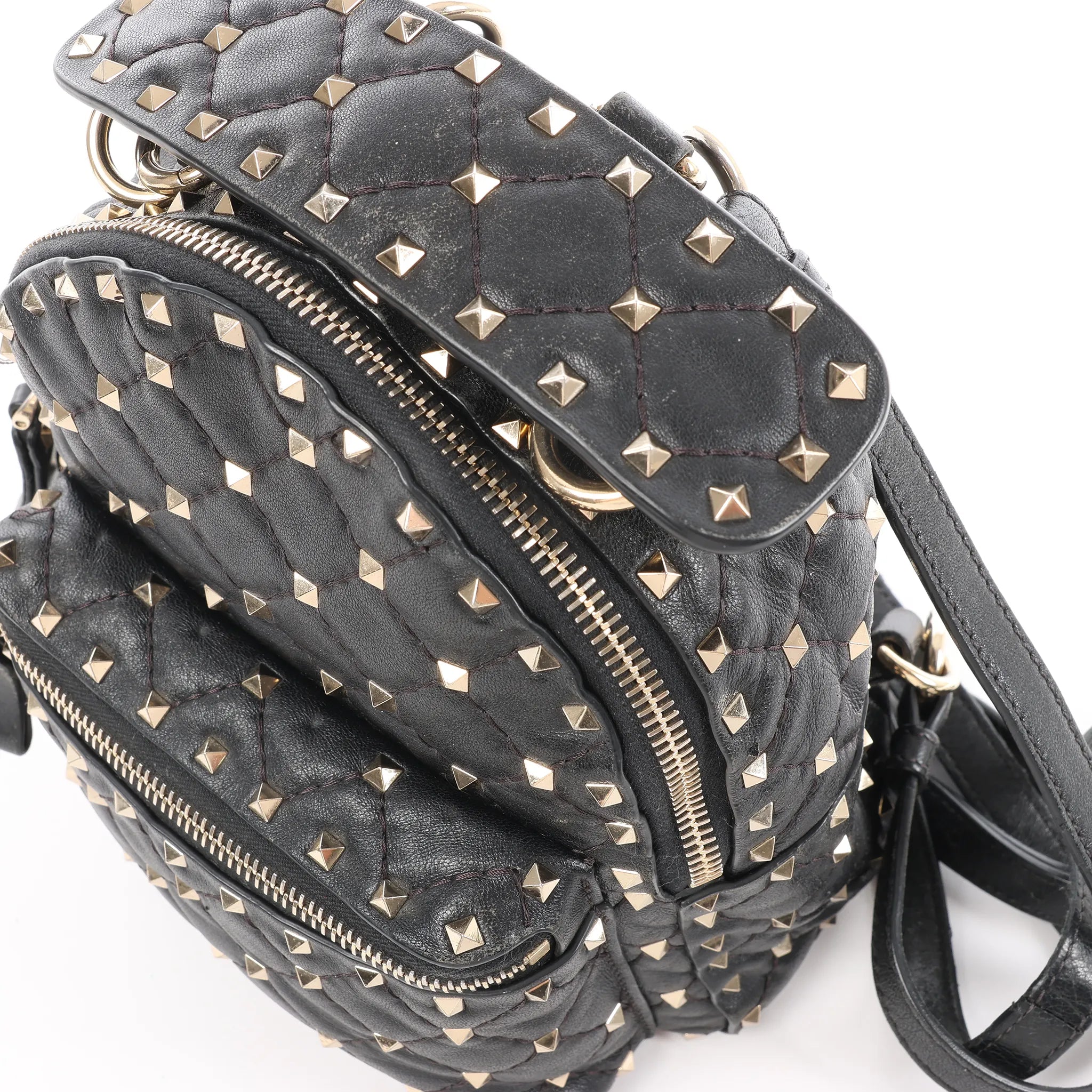 Valentino Garavani Rockstuds Spike Leather 2Way Backpack in Black