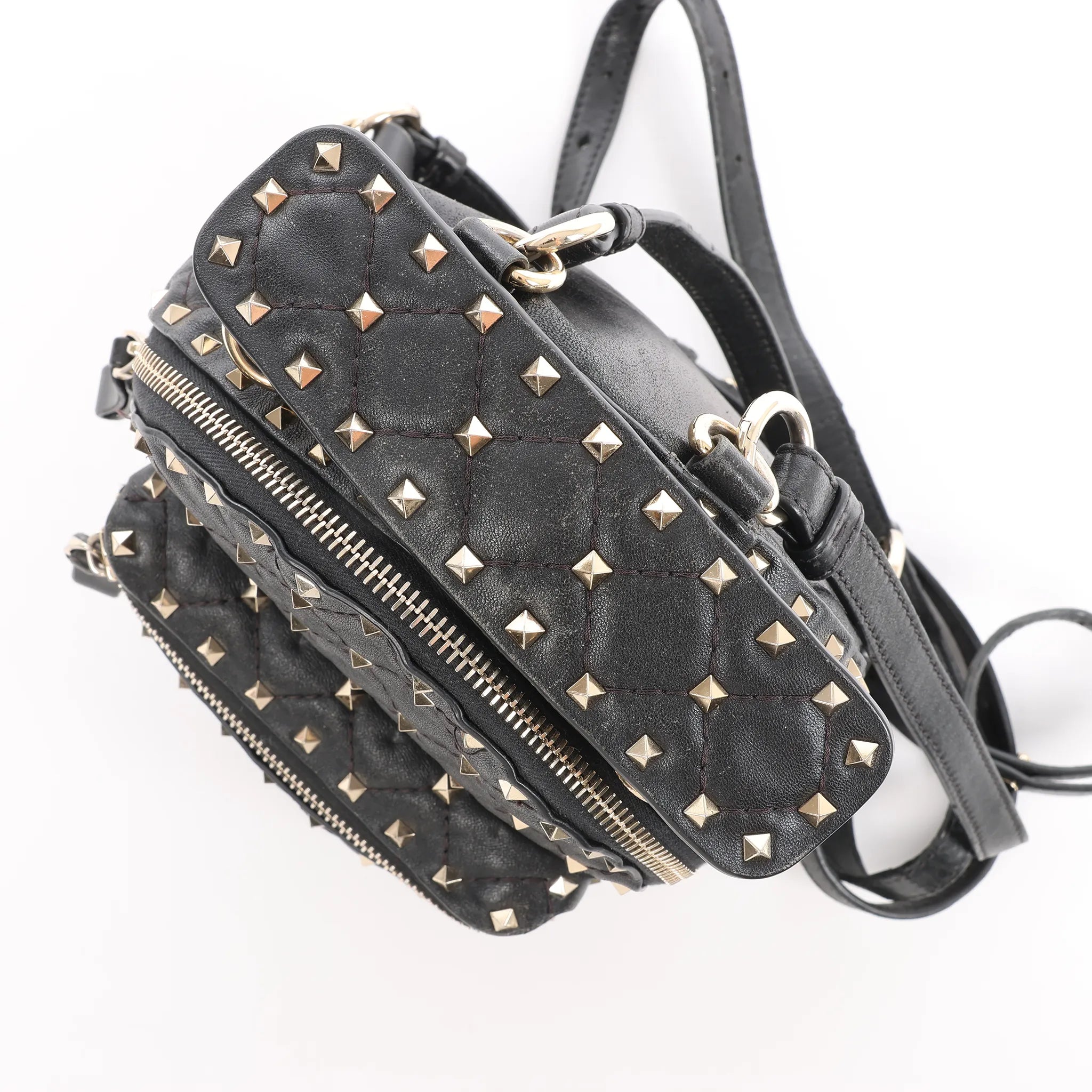 Valentino Garavani Rockstuds Spike Leather 2Way Backpack in Black