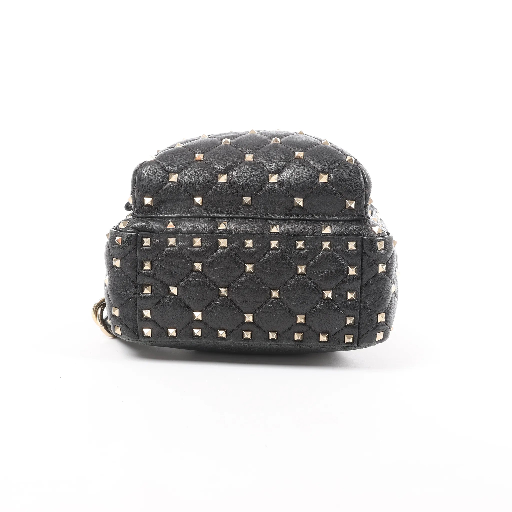Valentino Garavani Rockstuds Spike Leather 2Way Backpack in Black