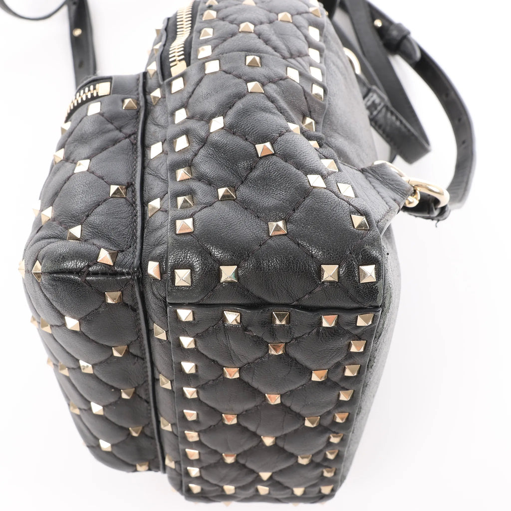 Valentino Garavani Rockstuds Spike Leather 2Way Backpack in Black