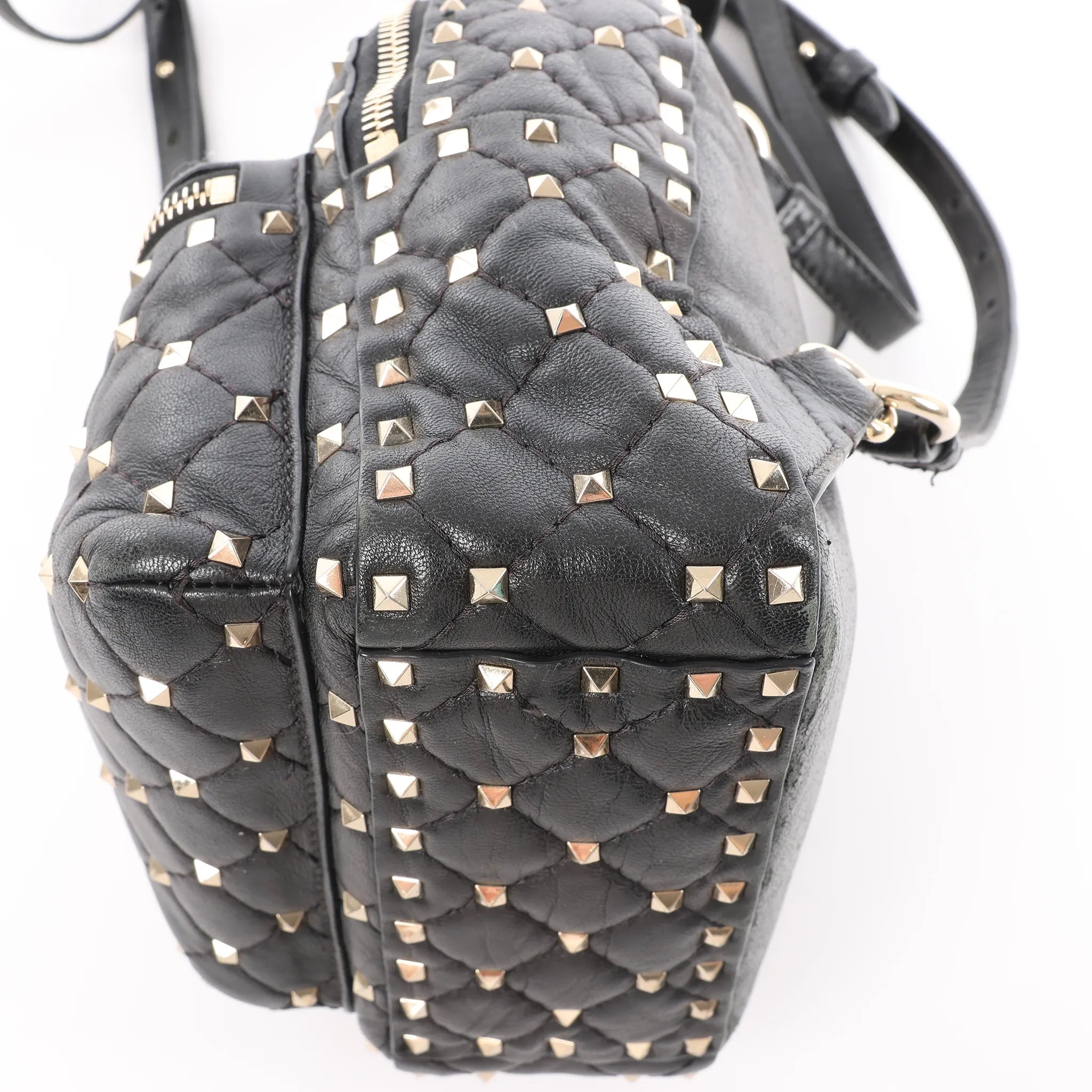 Valentino Garavani Rockstuds Spike Leather 2Way Backpack in Black