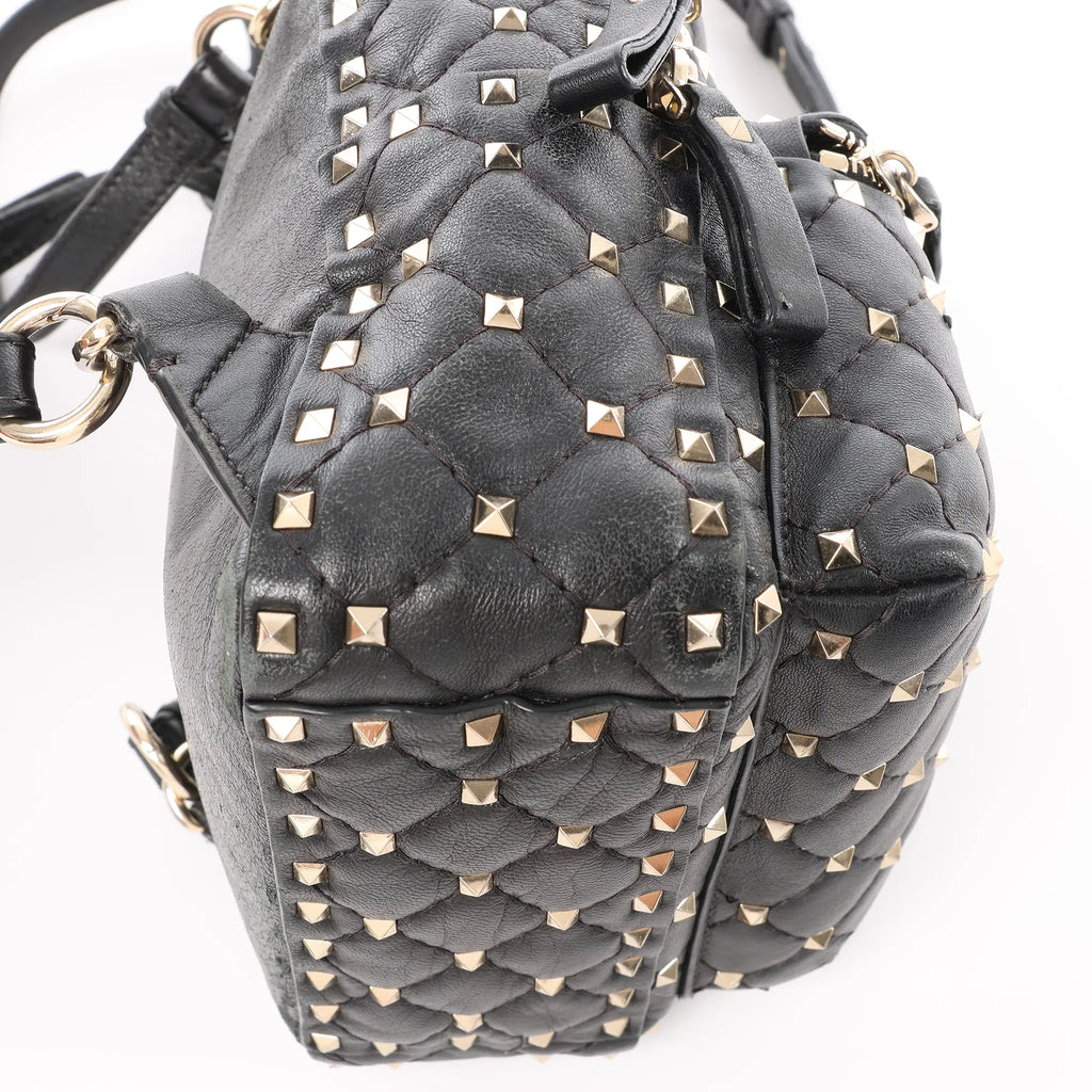 Valentino Garavani Rockstuds Spike Leather 2Way Backpack in Black