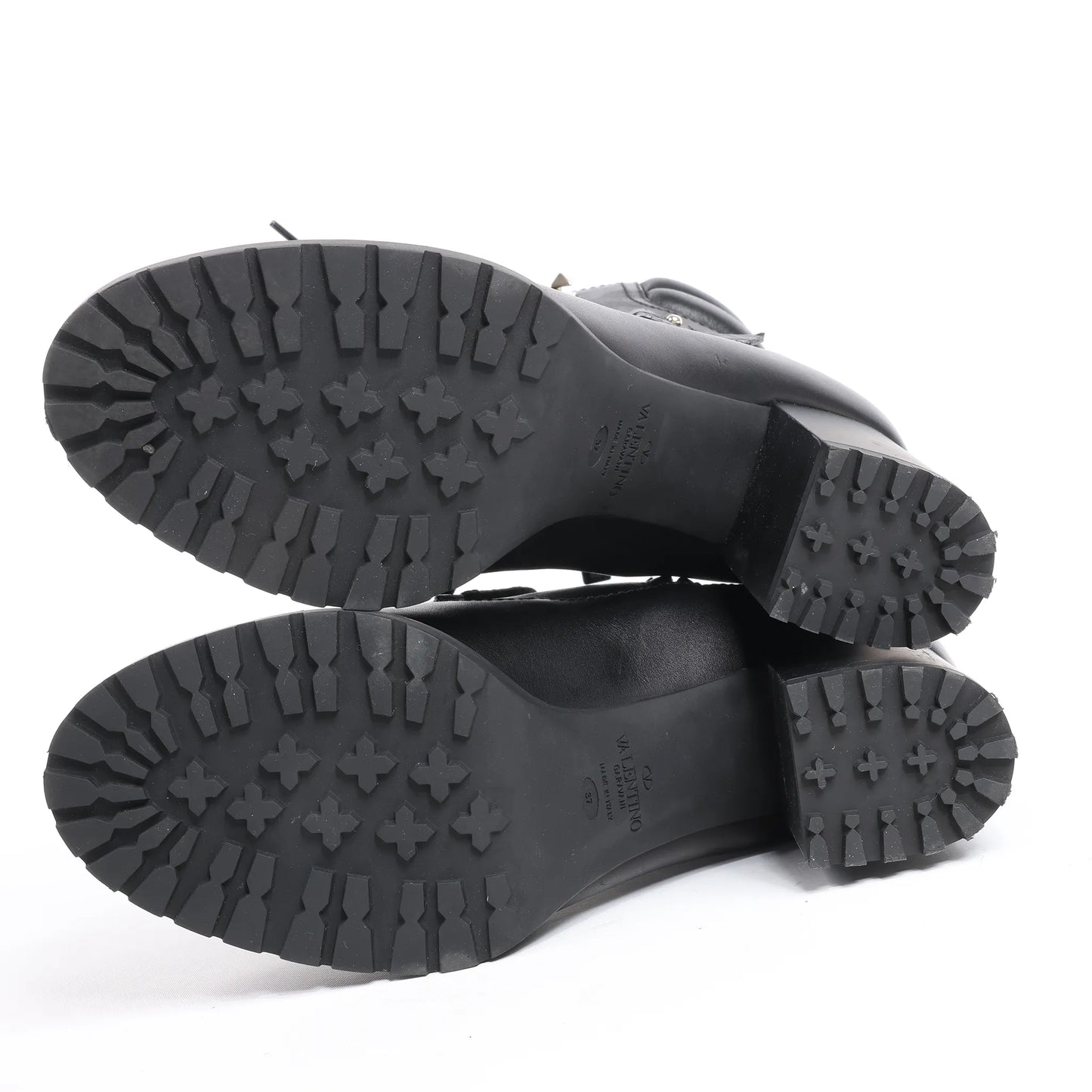 Valentino Garavani Rockstuds Leather Ankle Boots in Black, Size 37 EU