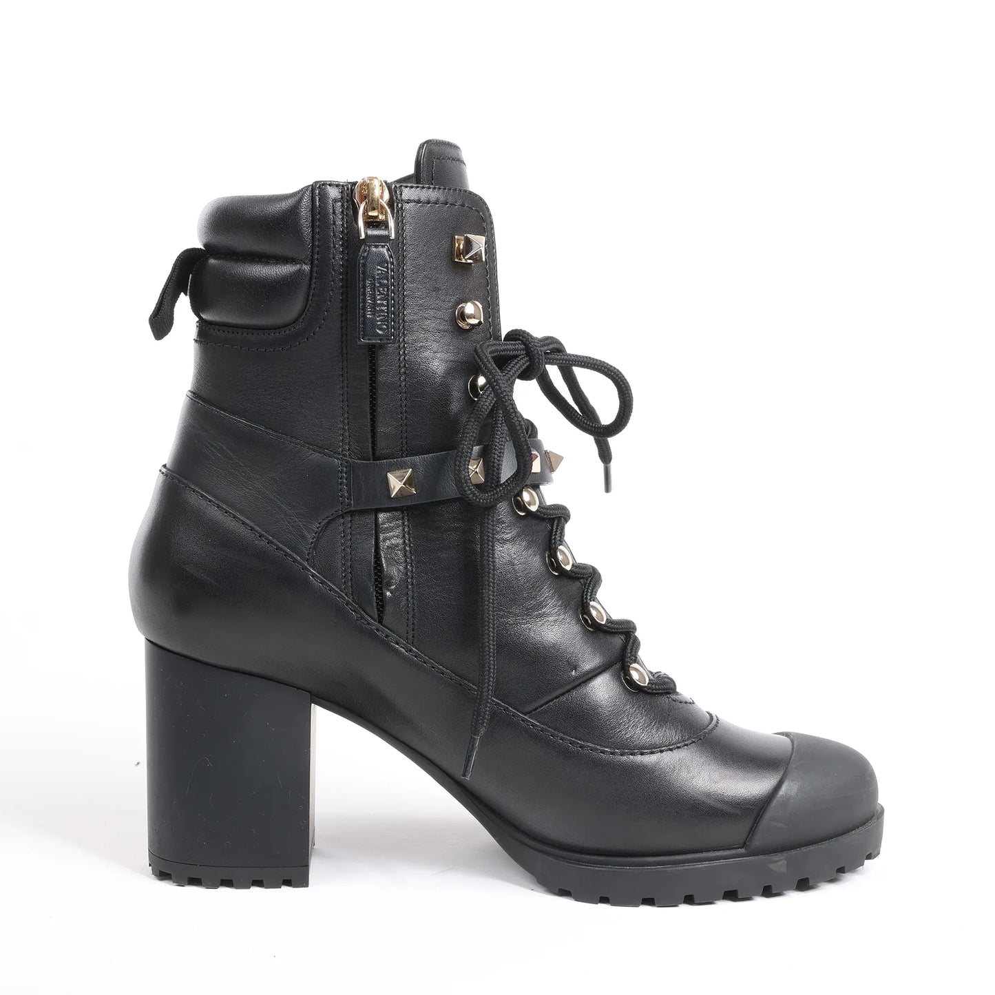 Valentino Garavani Rockstuds Leather Ankle Boots in Black, Size 37 EU