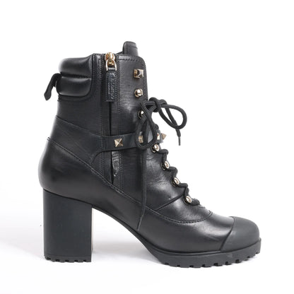 Valentino Garavani Rockstuds Leather Ankle Boots in Black, Size 37 EU
