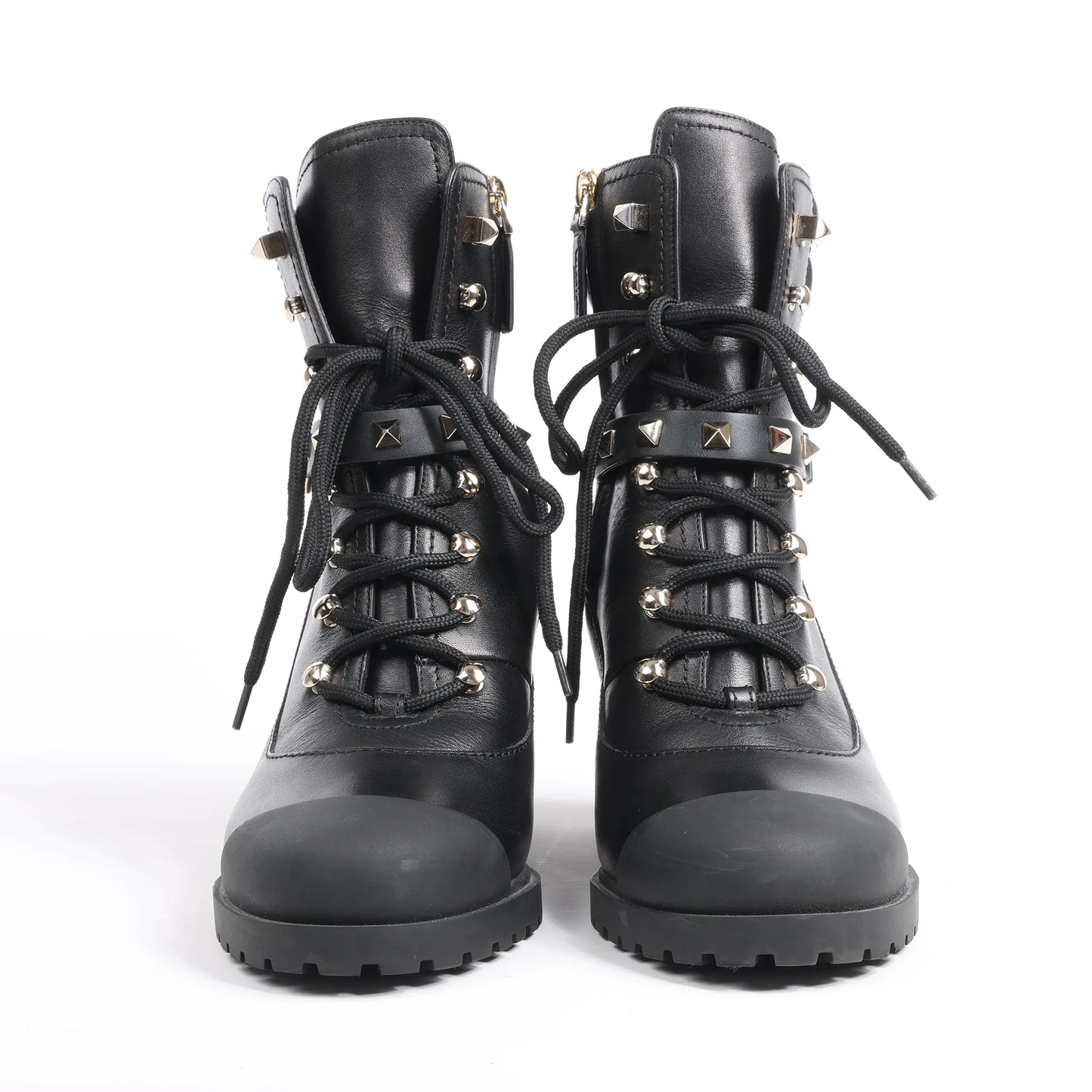 Valentino Garavani Rockstuds Leather Ankle Boots in Black, Size 37 EU