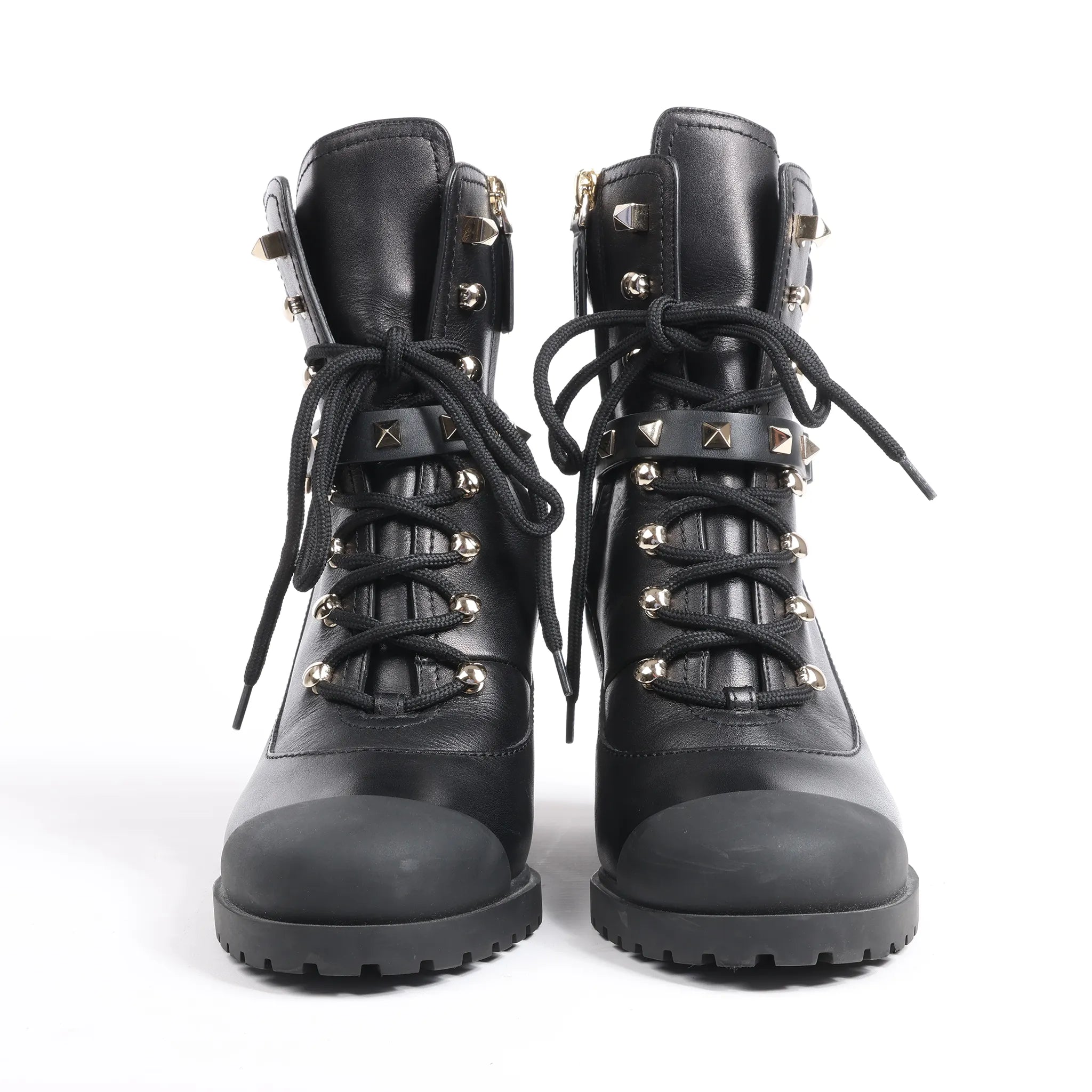 Valentino Garavani Rockstuds Leather Ankle Boots in Black, Size 37 EU