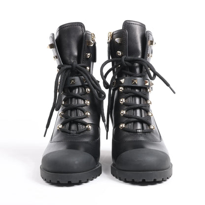 Valentino Garavani Rockstuds Leather Ankle Boots in Black, Size 37 EU