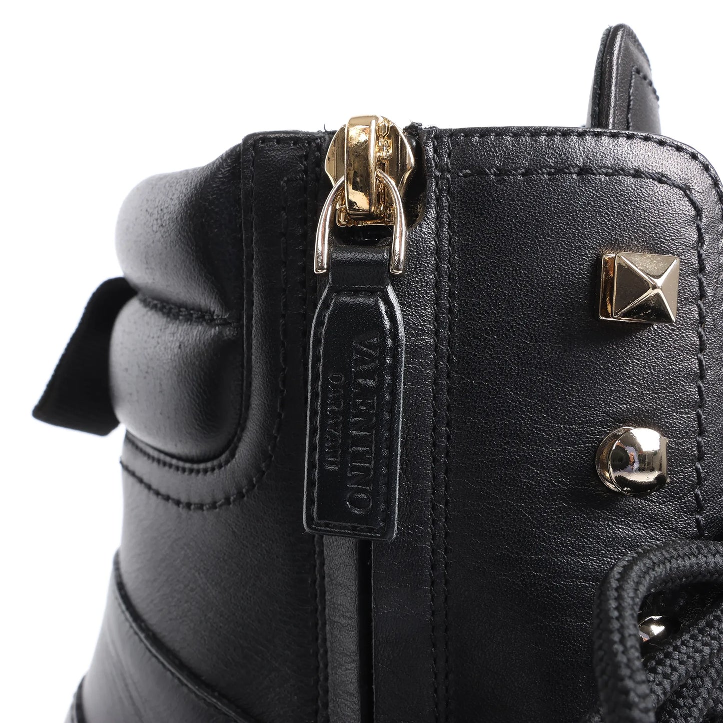 Valentino Garavani Rockstuds Leather Ankle Boots in Black, Size 37 EU