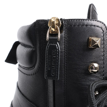 Valentino Garavani Rockstuds Leather Ankle Boots in Black, Size 37 EU