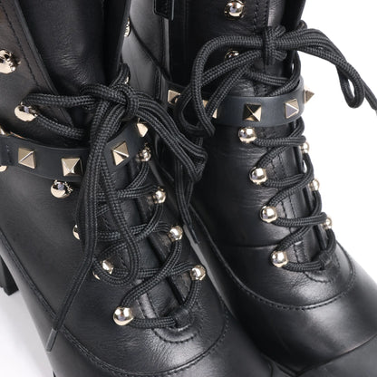 Valentino Garavani Rockstuds Leather Ankle Boots in Black, Size 37 EU