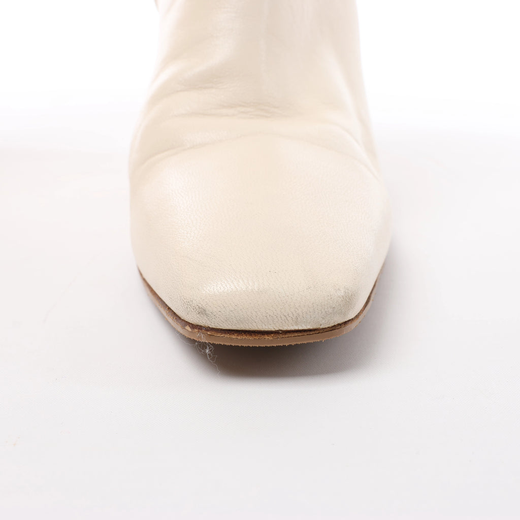 Valentino Garavani Rock Studs Leather Boots in Ivory, Size EU 37