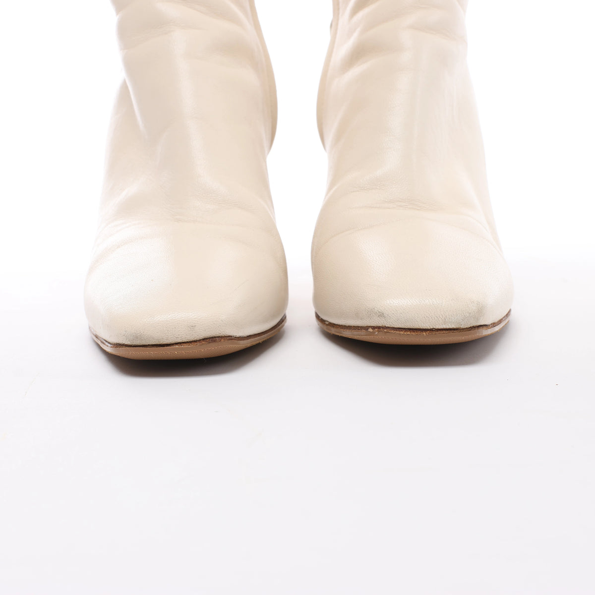 Valentino Garavani Rock Studs Leather Boots in Ivory, Size EU 37