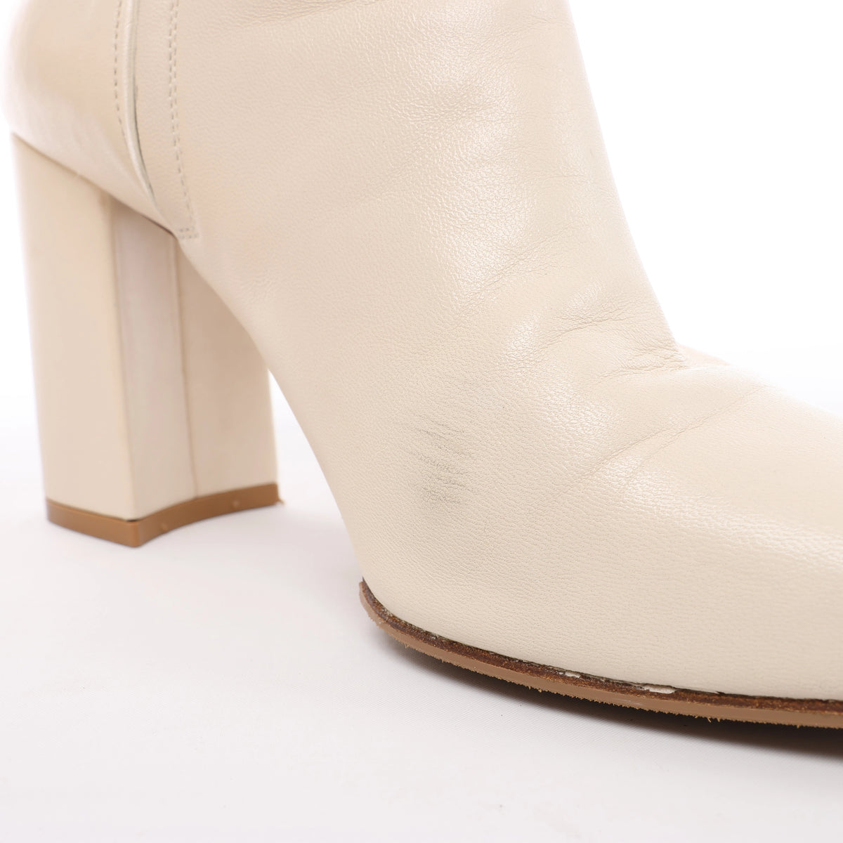 Valentino Garavani Rock Studs Leather Boots in Ivory, Size EU 37