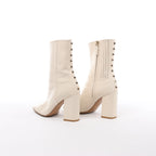 Valentino Garavani Rock Studs Leather Boots in Ivory, Size EU 37