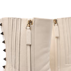 Valentino Garavani Rock Studs Leather Boots in Ivory, Size EU 37
