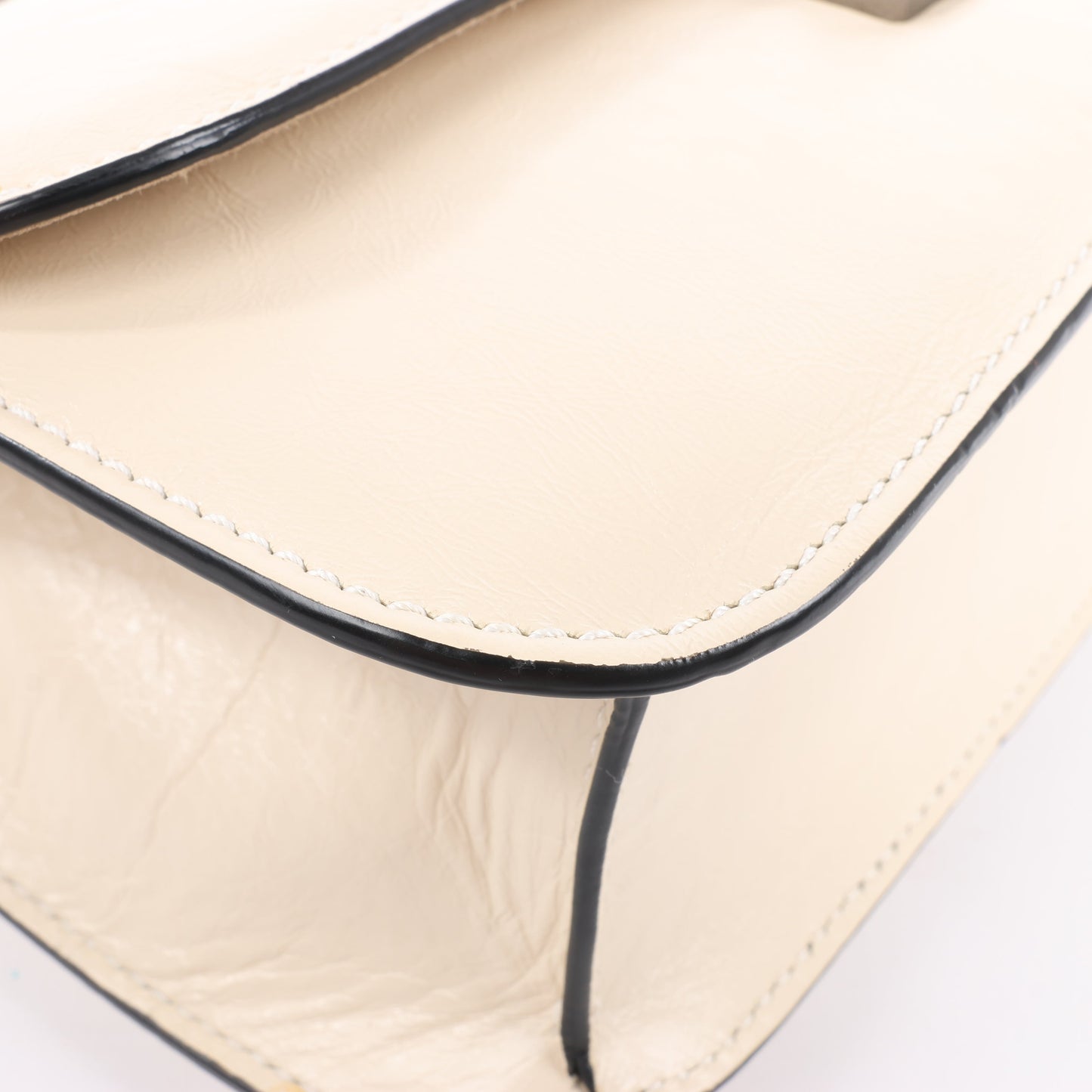 Valentino Rockstud Glam Lock Leather Chain Shoulder Bag in Beige