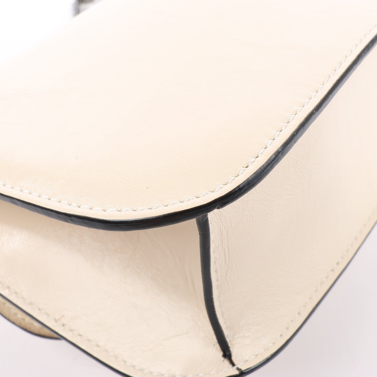 Valentino Rockstud Glam Lock Leather Chain Shoulder Bag in Beige