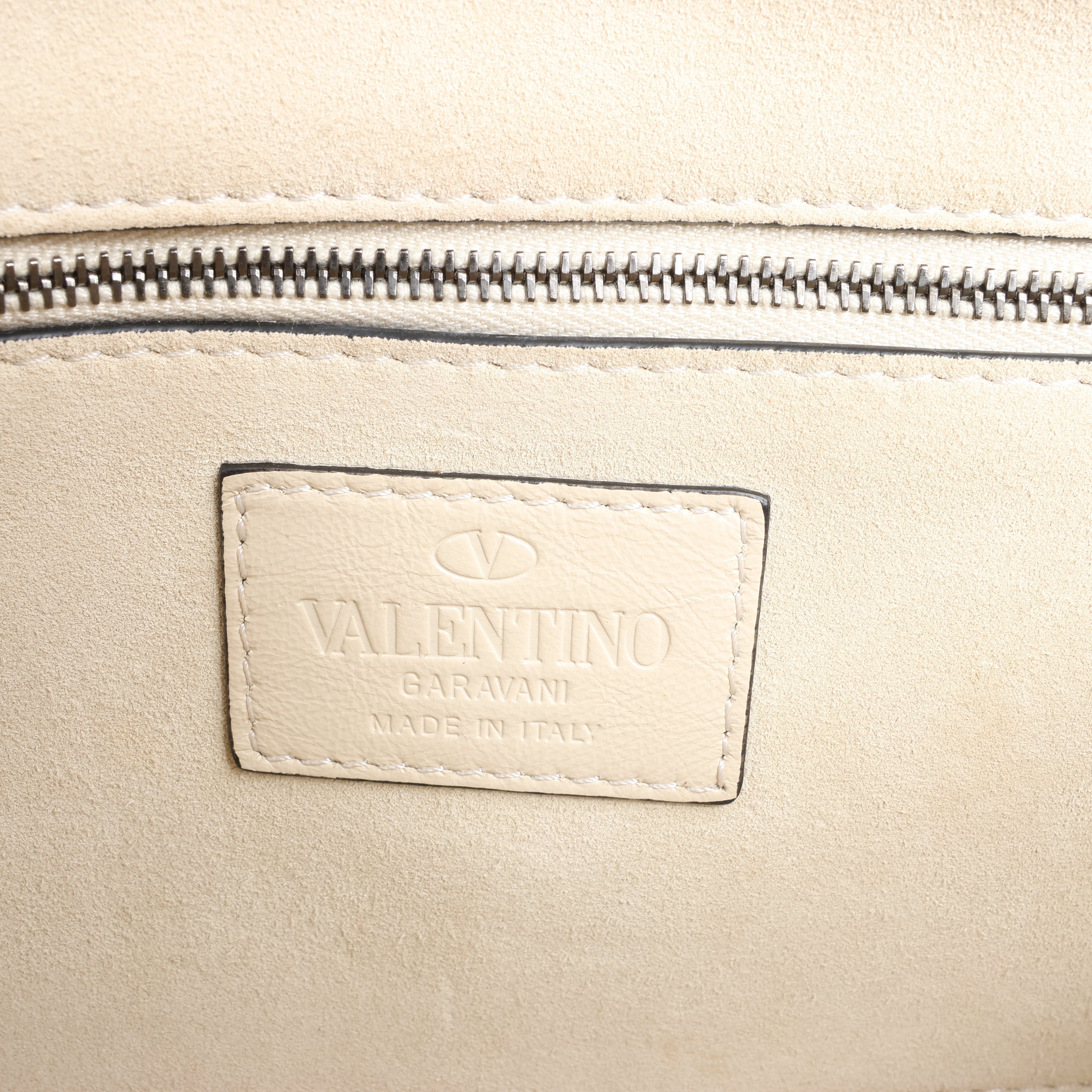 Valentino Rockstud Glam Lock Leather Chain Shoulder Bag in Beige