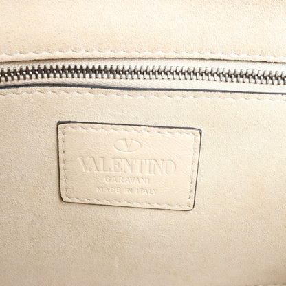 Sac à bandoulière en cuir Valentino Rockstud Glam Lock beige