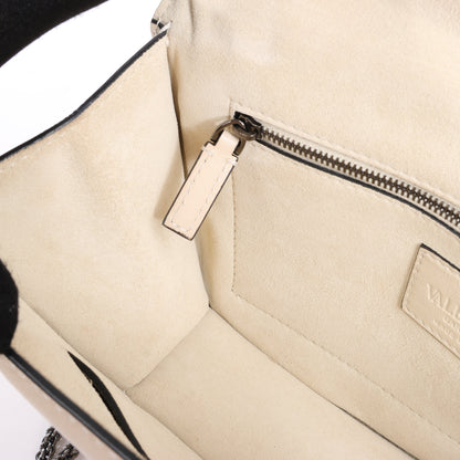 Valentino Rockstud Glam Lock Leather Chain Shoulder Bag in Beige