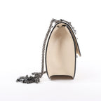 Valentino Rockstud Glam Lock Leather Chain Shoulder Bag in Beige