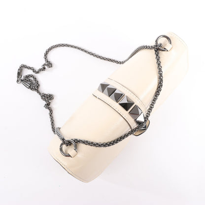 Sac à bandoulière en cuir Valentino Rockstud Glam Lock beige