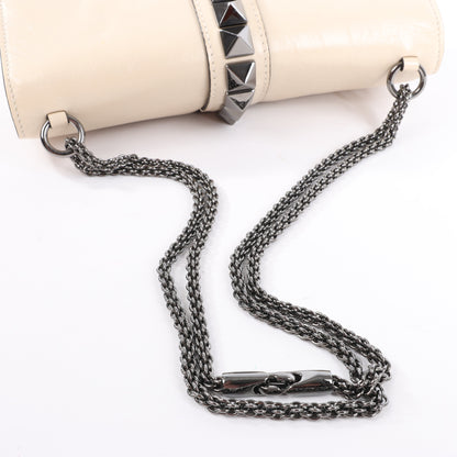 Sac à bandoulière en cuir Valentino Rockstud Glam Lock beige