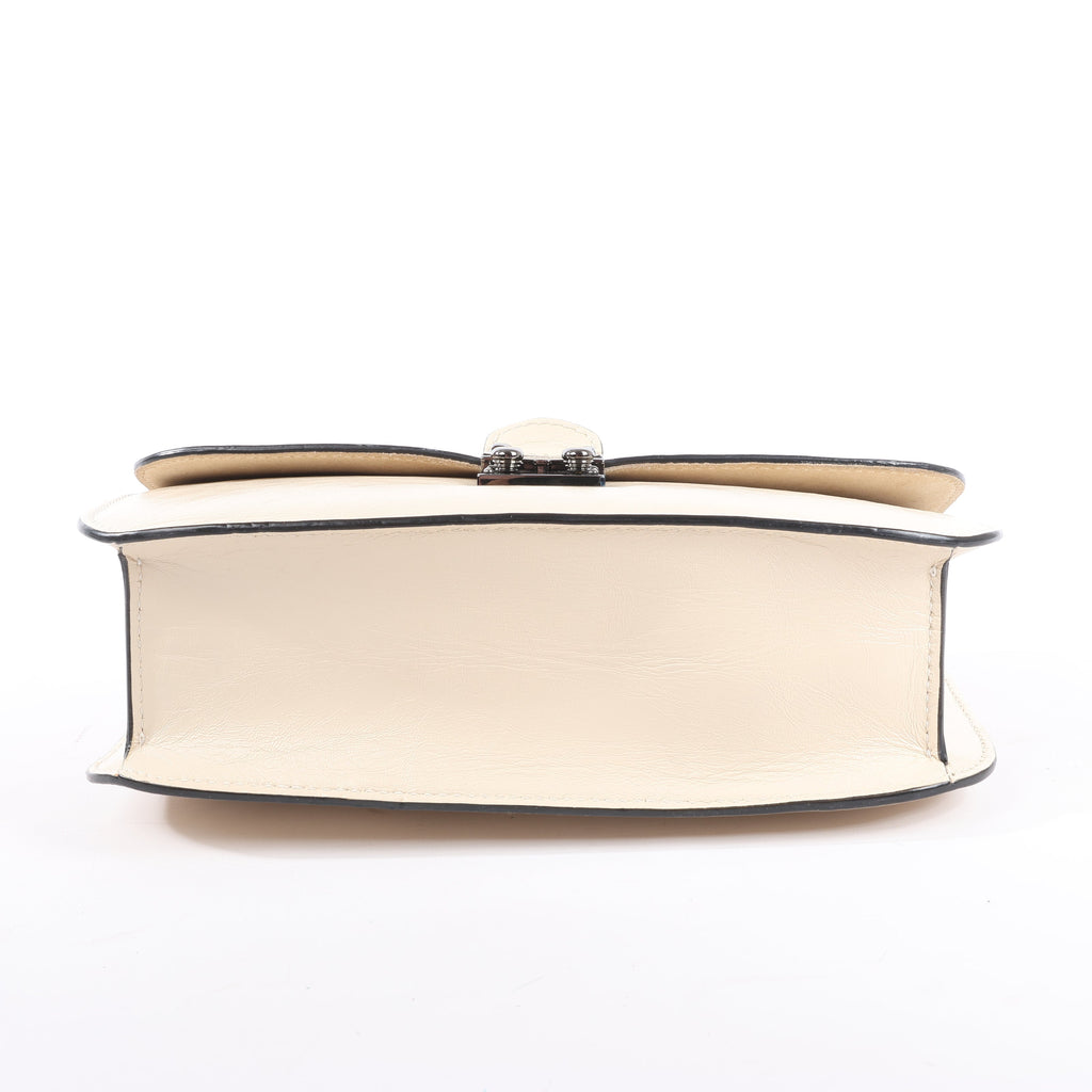 Valentino Rockstud Glam Lock Leather Chain Shoulder Bag in Beige