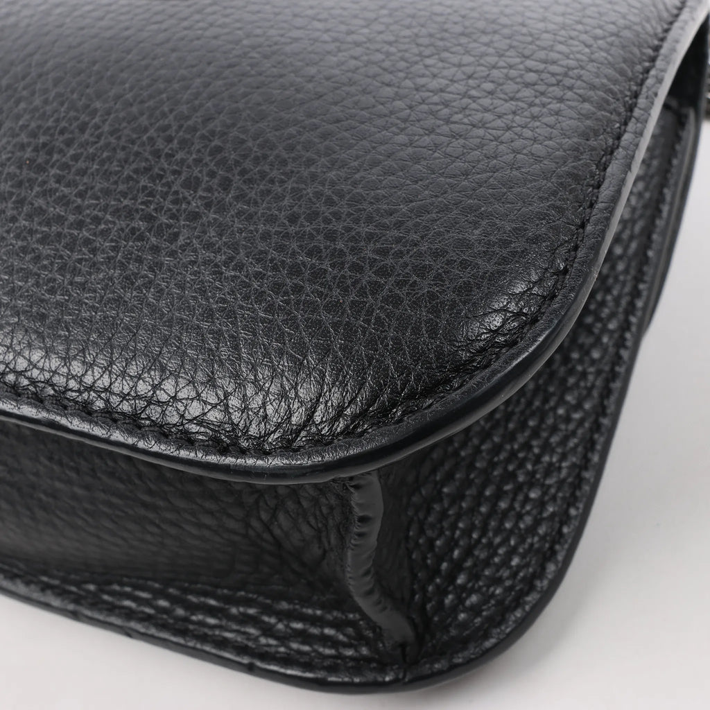 Valentino Rockstud Glam Lock Leather Chain Shoulder Bag in Black