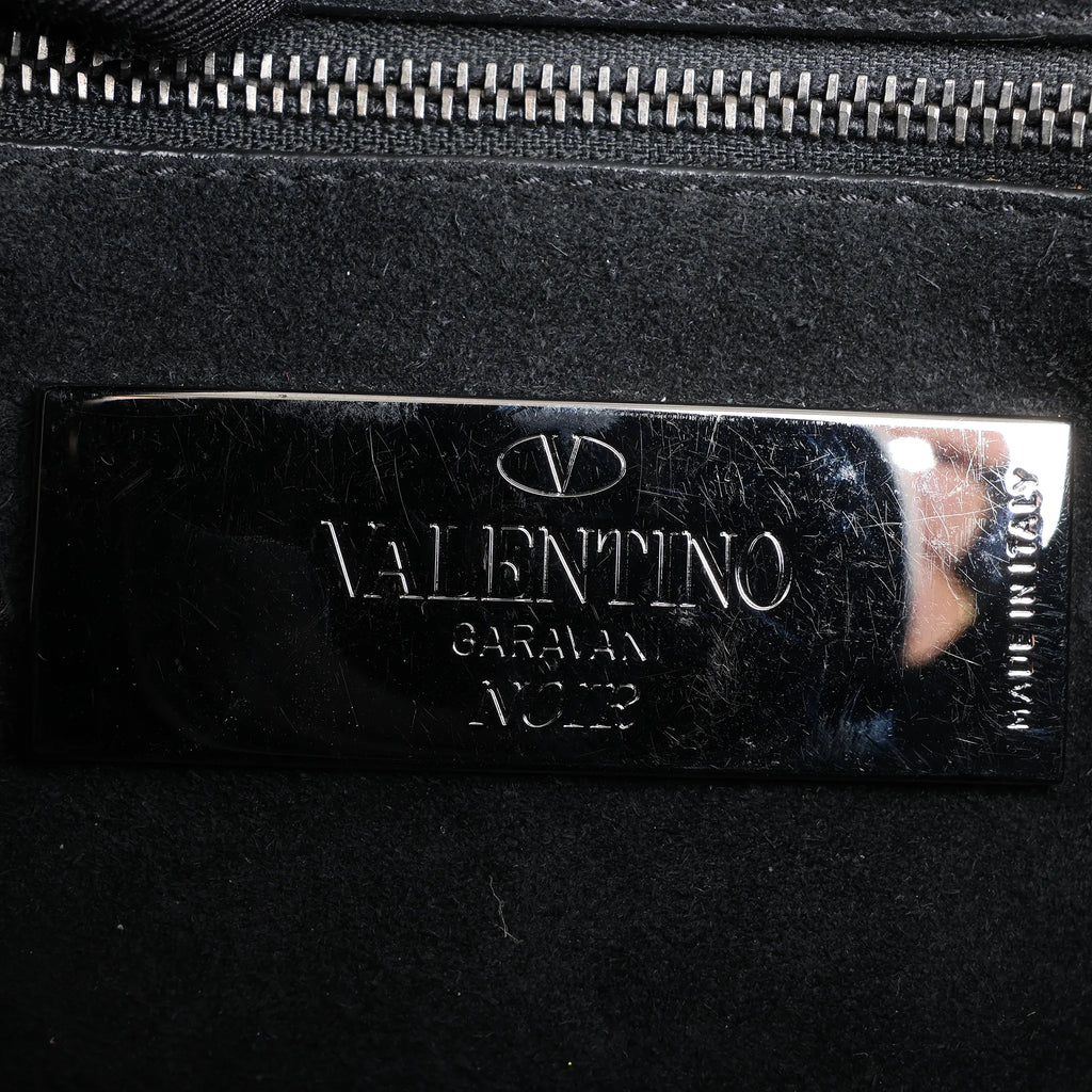 Valentino Rockstud Glam Lock Leather Chain Shoulder Bag in Black