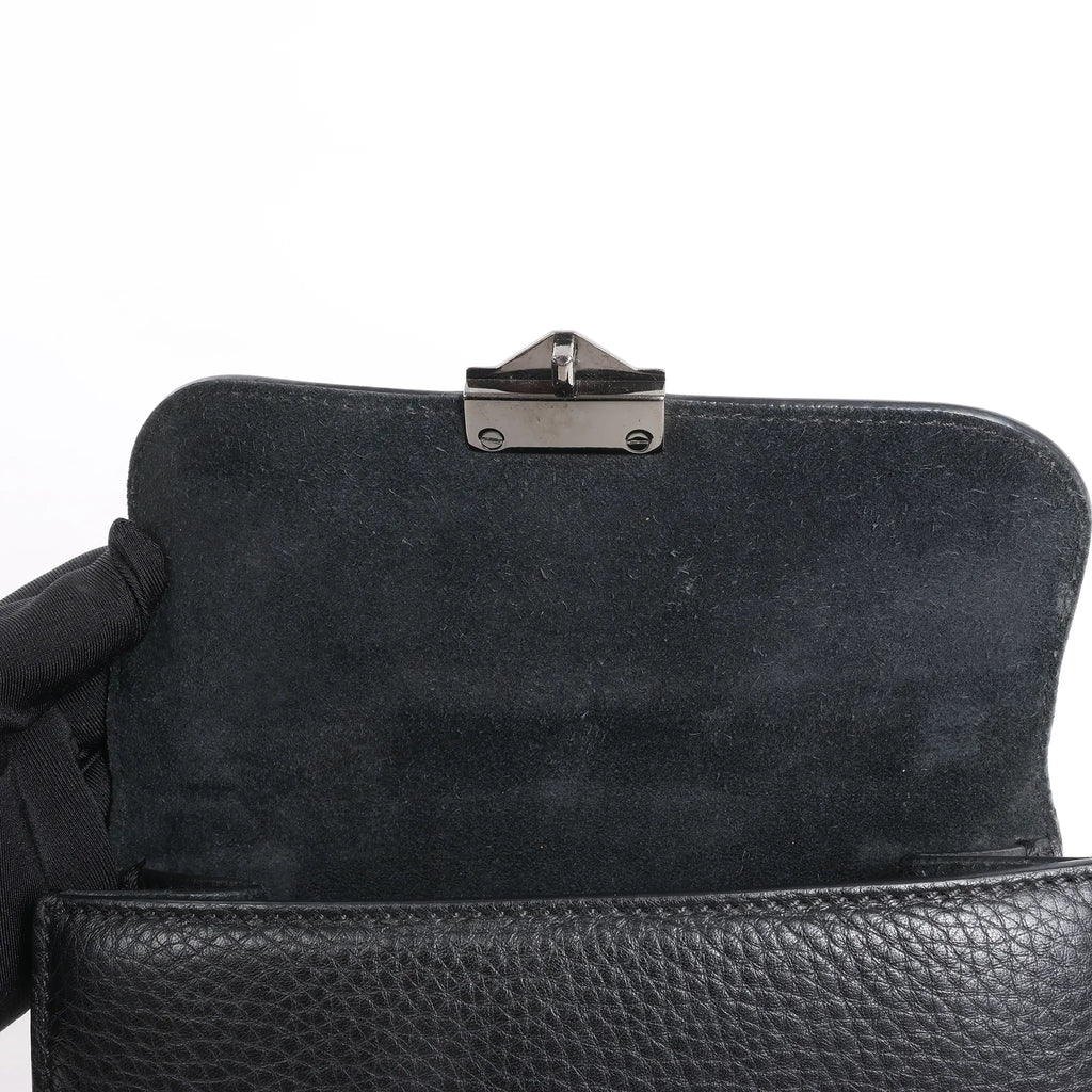 Valentino Rockstud Glam Lock Leather Chain Shoulder Bag in Black