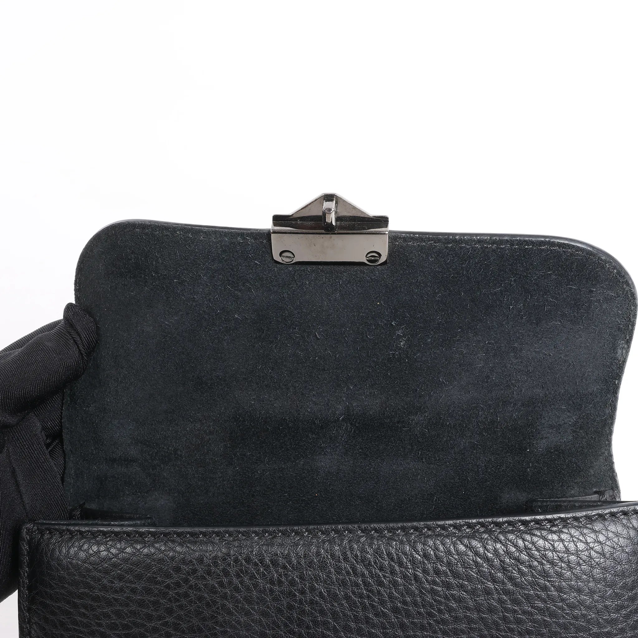 Valentino Rockstud Glam Lock Leather Chain Shoulder Bag in Black