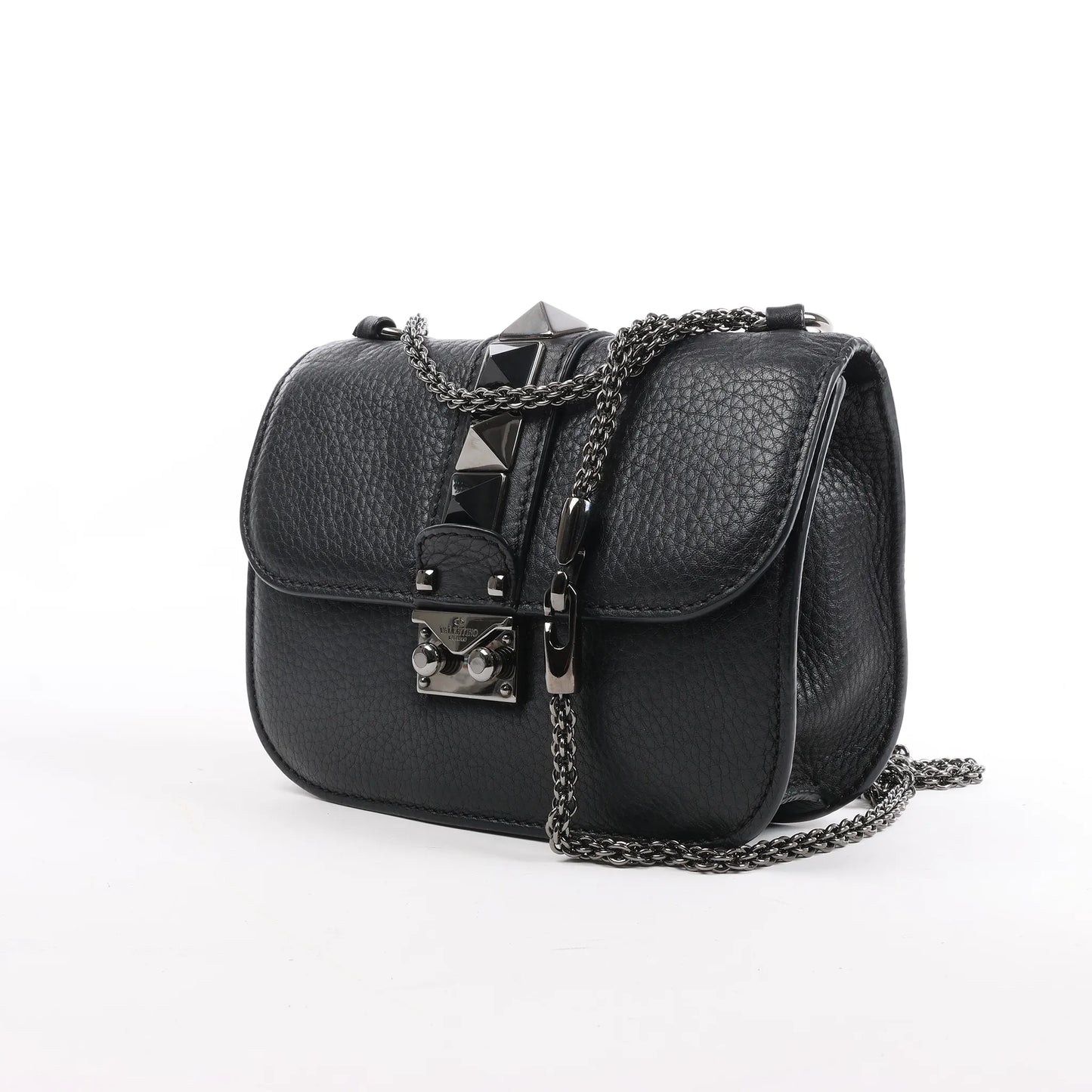 Sac à bandoulière en cuir Rockstud Glam Lock de Valentino en noir