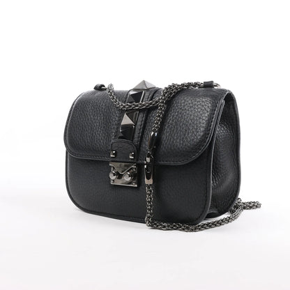 Sac à bandoulière en cuir Rockstud Glam Lock de Valentino en noir