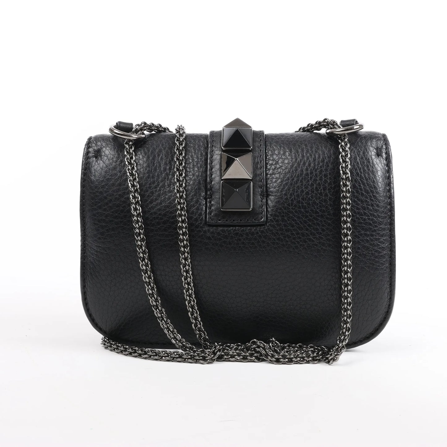 Sac à bandoulière en cuir Rockstud Glam Lock de Valentino en noir
