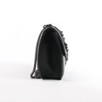 Valentino Rockstud Glam Lock Leather Chain Shoulder Bag in Black