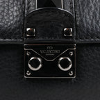 Valentino Rockstud Glam Lock Leather Chain Shoulder Bag in Black