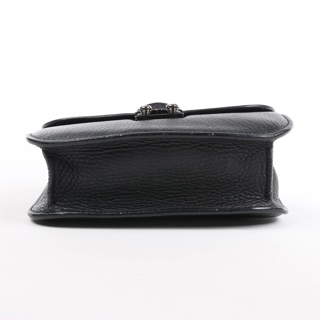 Valentino Rockstud Glam Lock Leather Chain Shoulder Bag in Black