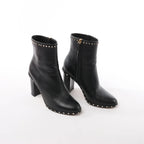 Valentino Garavani Rockstuds Leather Ankle Boots in Black, Size 37.5 EU