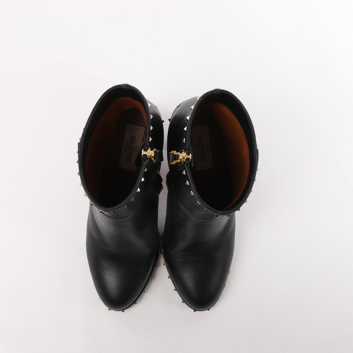Valentino Garavani Rockstuds Leather Ankle Boots in Black, Size 37.5 EU