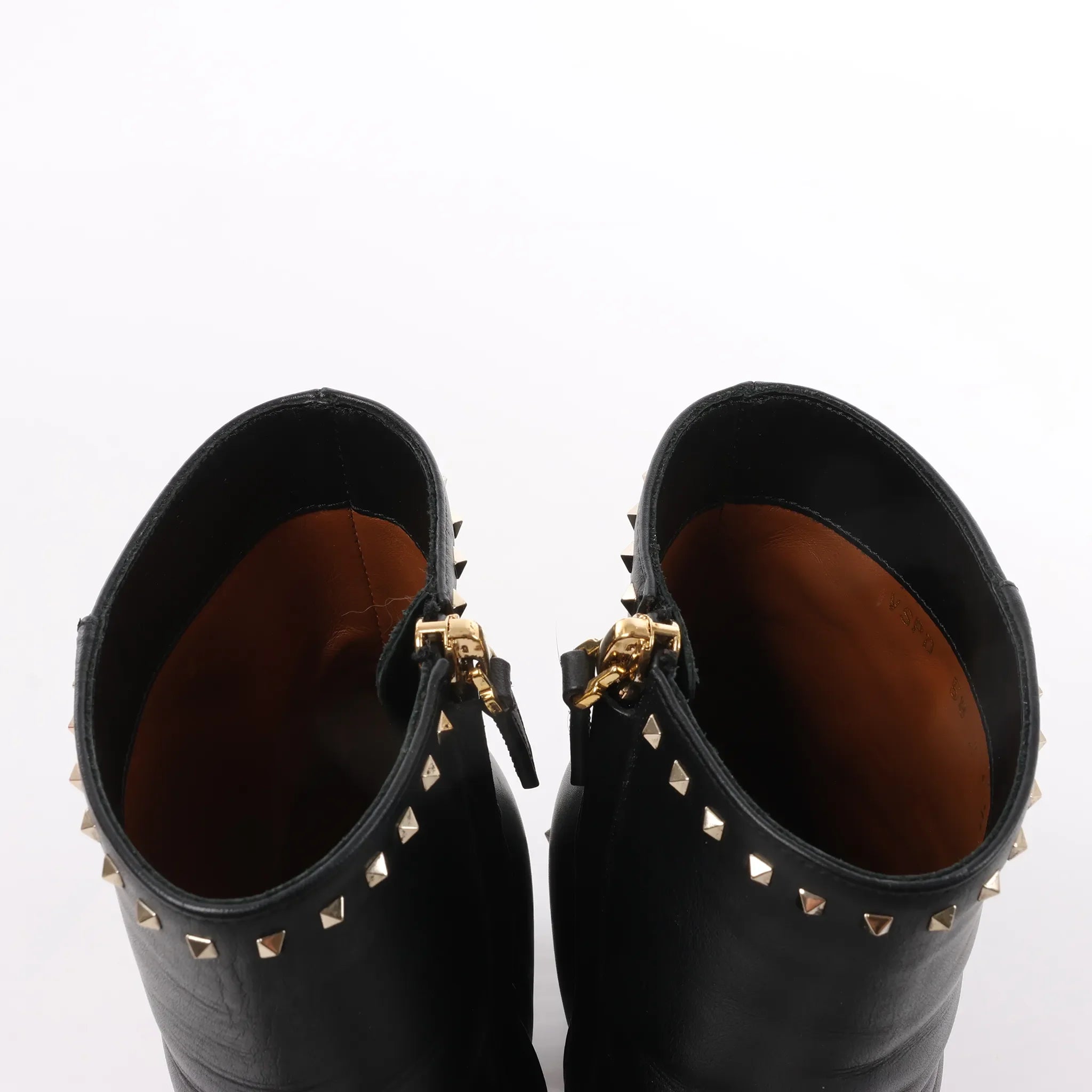 Valentino Garavani Rockstuds Leather Ankle Boots in Black, Size 37.5 EU